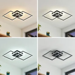 Lindby LED-taklampe Fjardo, kantet, svart, CCT, fjernkontroll