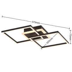 Lindby LED-taklampe Fjardo, kantet, svart, CCT, fjernkontroll