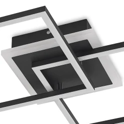 Lindby LED-taklampe Fjardo, kantet, svart, CCT, fjernkontroll