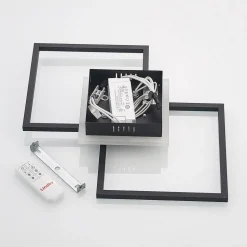 Lindby LED-taklampe Fjardo, kantet, svart, CCT, fjernkontroll