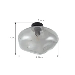 Lindby Lelia taklampe, røykgrå, glass, Ø 35 cm