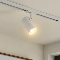 Lindby Linaro skinnespotlight, GU10, Ø 6 cm, hvit, 1-faset