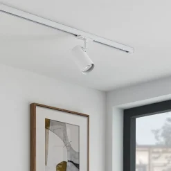 Lindby Linaro skinnespotlight, GU10, Ø 6 cm, hvit, 1-faset