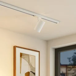 Lindby Linaro skinnespotlight, GU10, Ø 6 cm, hvit, 1-faset