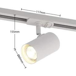 Lindby Linaro skinnespotlight, GU10, Ø 6 cm, hvit, 1-faset