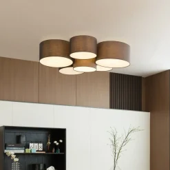 Lindby Maureka taklampe, 94 cm, 6 lyskilder, tekstil