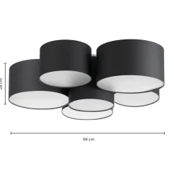 Lindby Maureka taklampe, 94 cm, 6 lyskilder, tekstil