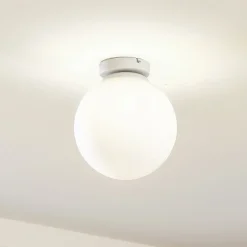 Lindby Meriala taklampe, hvit, glass Ø 25 cm