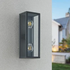 Lindby Peldar utendørs vegglampe, klar, 2 lyskilder, 38 cm, metall