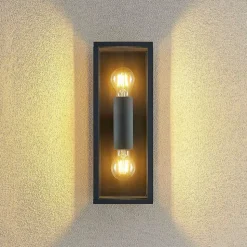 Lindby Peldar utendørs vegglampe, klar, 2 lyskilder, 38 cm, metall