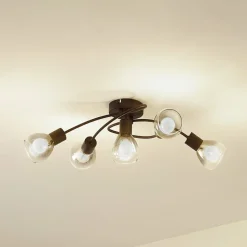 Lindby Pendura taklampe, 5 lyskilder, svart, glass