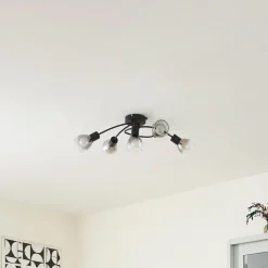 Lindby Pendura taklampe, 5 lyskilder, svart, glass