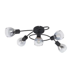 Lindby Pendura taklampe, 5 lyskilder, svart, glass