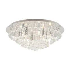 Lindby taklampe Antonino, 8 lyskilder, krom, krystall, 55 cm