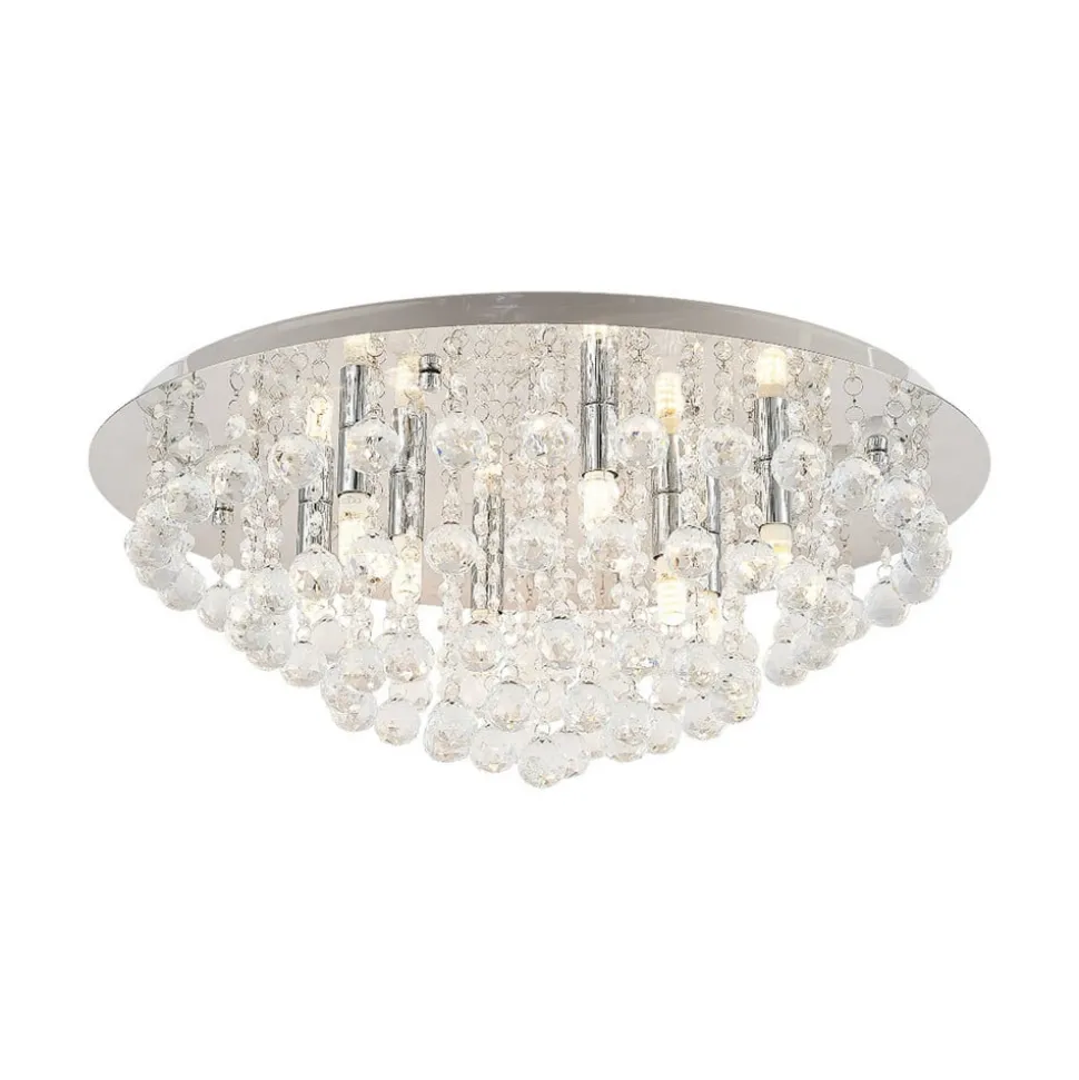 Lindby taklampe Antonino, 8 lyskilder, krom, krystall, 55 cm