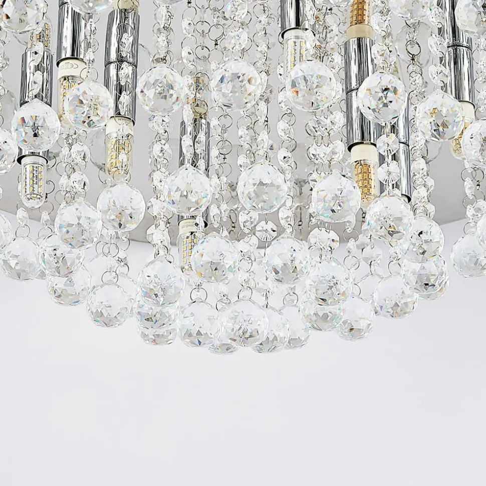 Lindby taklampe Antonino, 8 lyskilder, krom, krystall, 55 cm