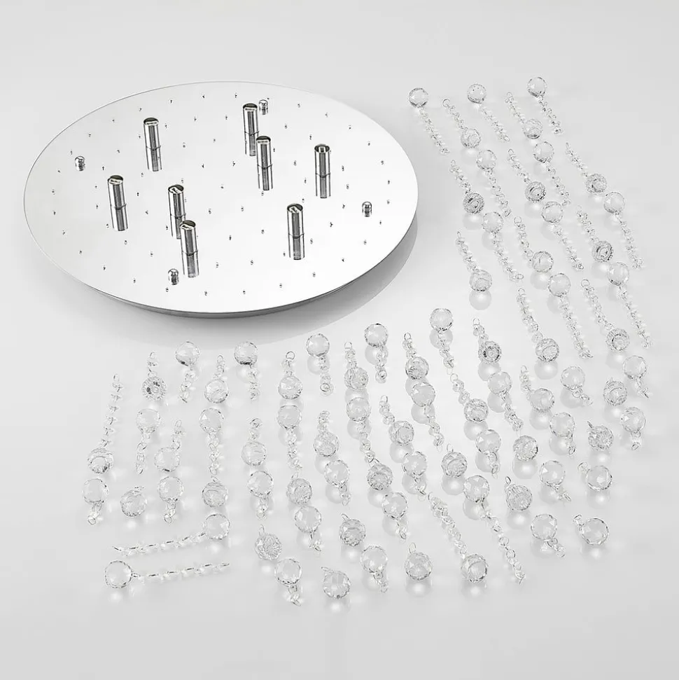 Lindby taklampe Antonino, 8 lyskilder, krom, krystall, 55 cm