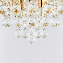 Lindby taklampe Gillion, 4 lyskilder, gull, krystall, Ø 35 cm