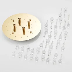 Lindby taklampe Gillion, 4 lyskilder, gull, krystall, Ø 35 cm