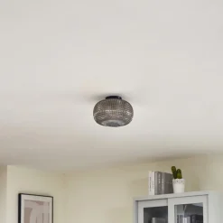 Lindby taklampe Hildur, Ø 25 cm, røykgrå, glass