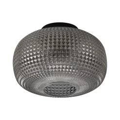 Lindby taklampe Hildur, Ø 25 cm, røykgrå, glass