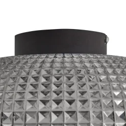 Lindby taklampe Hildur, Ø 25 cm, røykgrå, glass