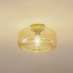 Lindby taklampe Hildur, Ø 28,5 cm, ravfarget, glass