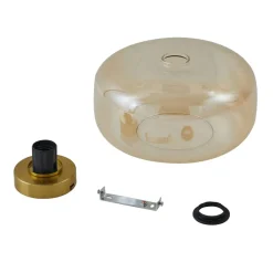 Lindby taklampe Hildur, Ø 28,5 cm, ravfarget, glass