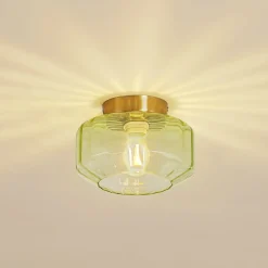 Lindby taklampe Hildur, grønn, glass, Ø 22 cm