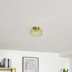 Lindby taklampe Hildur, grønn, glass, Ø 22 cm