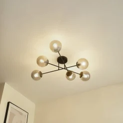 Lindby taklampe Isamer, røykgrå, Ø 80 cm, kuppel