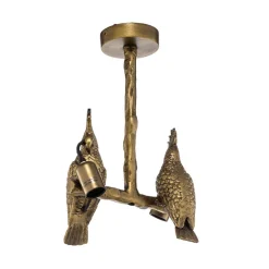 Lindby taklampe Nirvathia, papegøyer, messingfarget