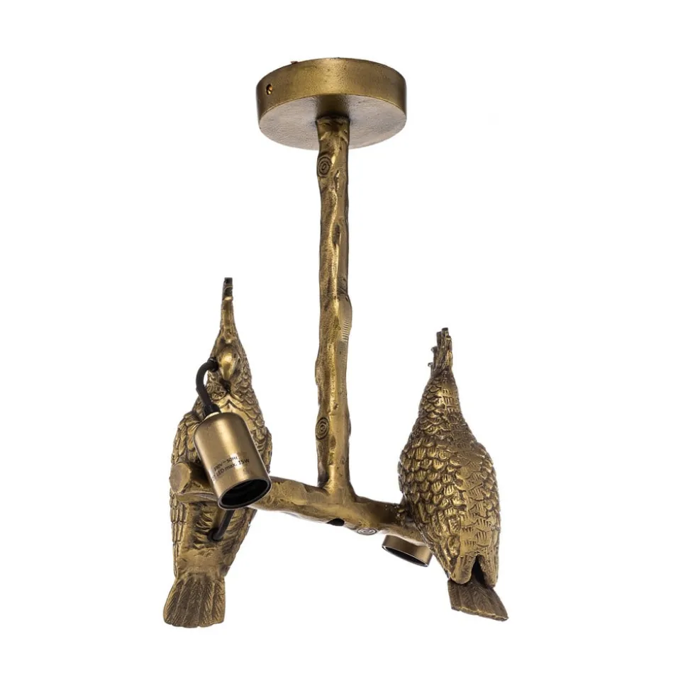 Lindby taklampe Nirvathia, papegøyer, messingfarget
