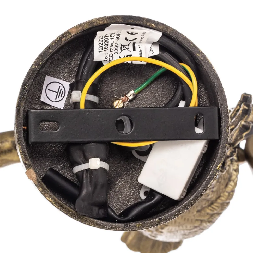 Lindby taklampe Nirvathia, papegøyer, messingfarget