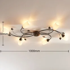 Lindby taklampe Stefania, 6 lyskilder, svart/gull, 68 cm