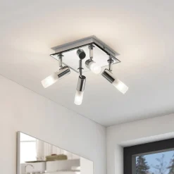 Lindby taklampe til bad Zela, 32 cm, krom, 4 lyskilder, IP44