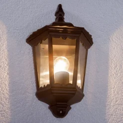 Lindby utendørs vegglampe Lieva, høyde 44 cm, svart, glass