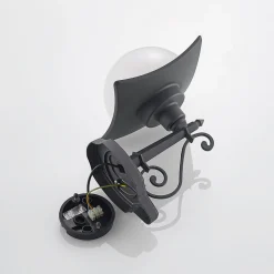 Lindby utendørs vegglampe Elinda, høyde 29 cm, antrasitt, glass