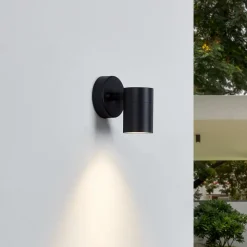 Lindby utendørs vegglampe Inaye, GU10, 12 cm, svart, aluminium