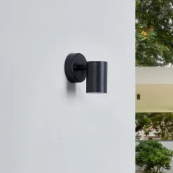 Lindby utendørs vegglampe Inaye, GU10, 12 cm, svart, aluminium