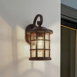 Lindby utendørs vegglampe Ankea, rust/amber, 37 cm, IP23, E27