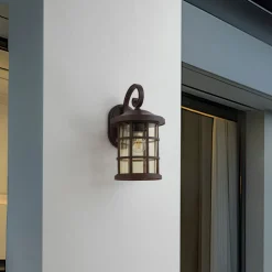 Lindby utendørs vegglampe Ankea, rust/amber, 37 cm, IP23, E27