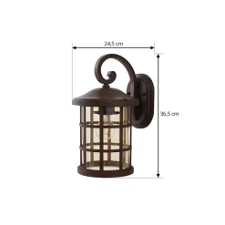 Lindby utendørs vegglampe Ankea, rust/amber, 37 cm, IP23, E27