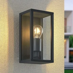 Lindby utendørs vegglampe Peldar, klar, 1 lyskilde, 26 cm, metall