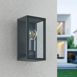 Lindby utendørs vegglampe Peldar, klar, 1 lyskilde, 26 cm, metall