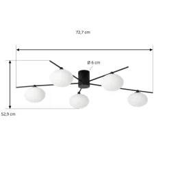 Lindby Valisa taklampe, svart, 5-lamper