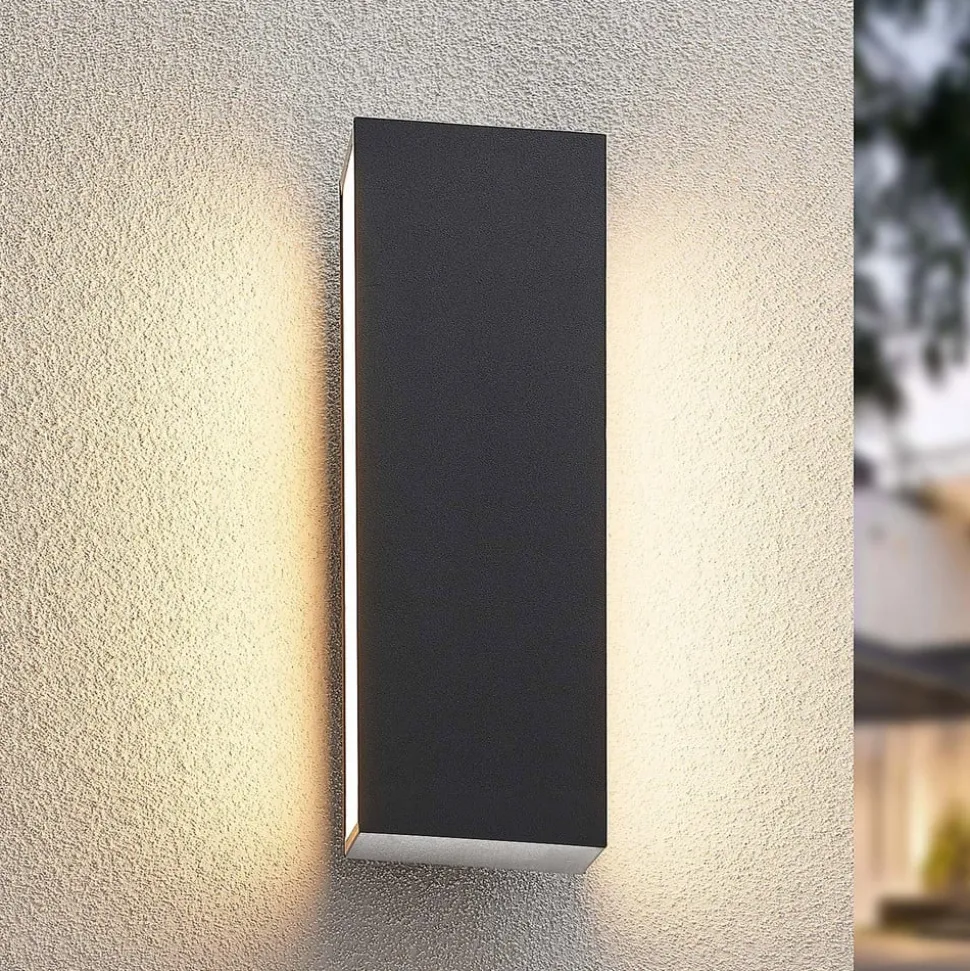 Lucande Aegisa LED utendørs LED-vegglampe, kantet