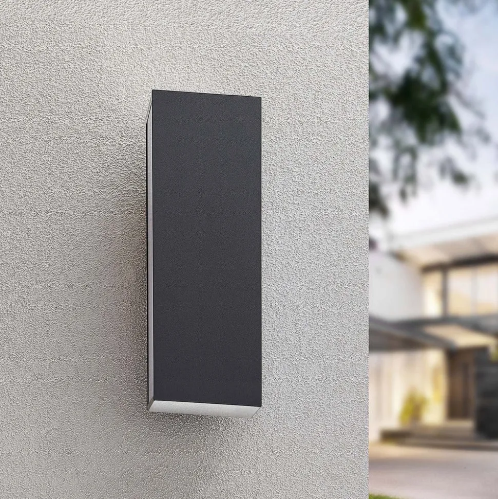 Lucande Aegisa LED utendørs LED-vegglampe, kantet