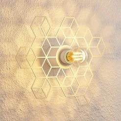 Lucande Alexaru vegglampe, ruter, hvit