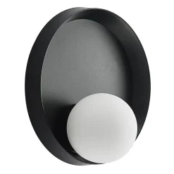 Lucande Andelina vegglampe, rund, svart